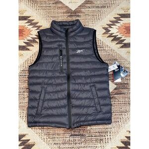 Reebok Mens Puffer Vest Charcoal Grey Quilted Full Zip OMRB1258 Size Medium NWT